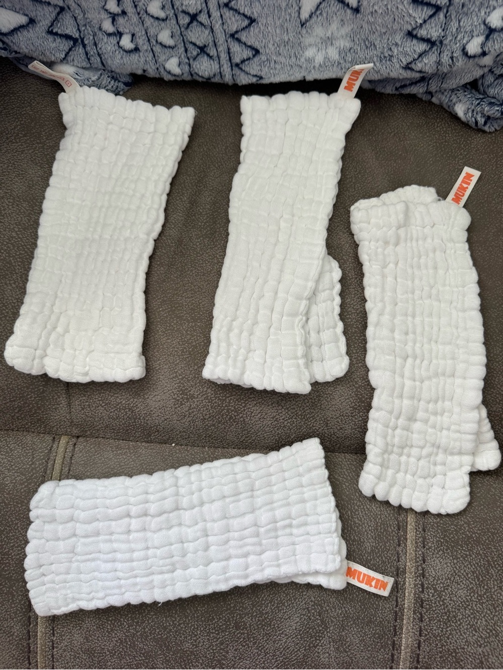 White Quilted Cotton baby washcloths - Set of 4